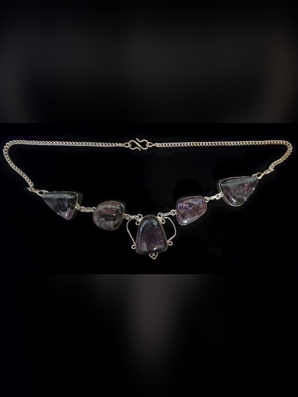 Purple Charoite & Sterling Statement Necklace
